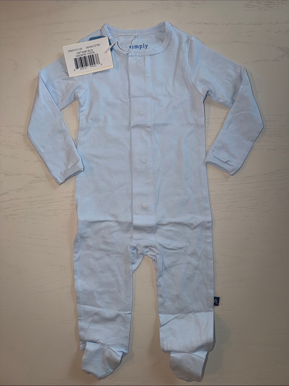 Magnetic Me Soft Baby Blue Footie 3-6 6-9 months